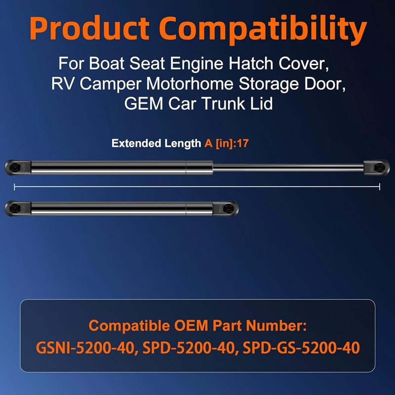 Euplokeer Qty (2) GSNI-5200-40 SL36-40 17in Gas Strut for Boat Seat Engine Hatch Cover, ML36-40 LGP6-170-40 Gas Spring Shock Lift Support for RV Camper Motorhome Storage Door - Image 2